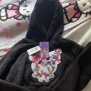 Black Kuromi Fuzzy Hoodie with Cute Patch